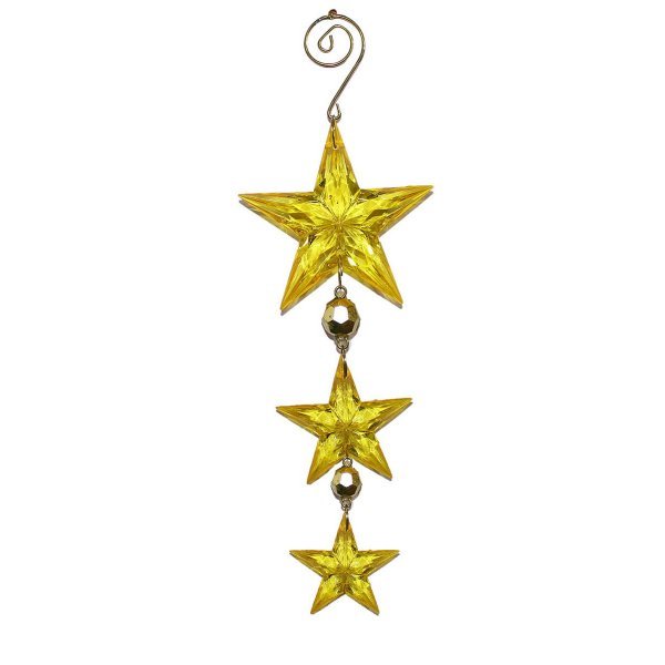 Χριστουγεννιάτικα Ακρυλικά Αστεράκια, Κίτρινα με Χάντρες (18cm)